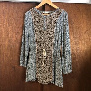 Comme Toi Mixed Floral Panel Mini Dress with Drawstring